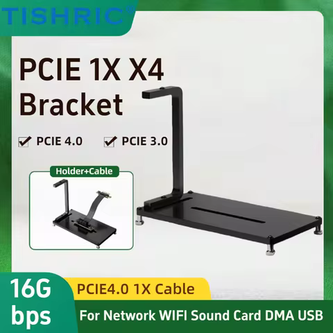 TISHRIC PCIE 4.0 X1 Riser Cable PCI-E 4.0 3.0 Vertical Holder For Network WIFI Sound Card DMA USB De