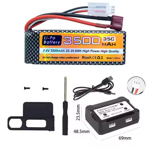 7.4V Lipo Battery 35C 3500mAh With T For MJX Hyper Go H16P H16E H16GT H16BM H16PL 14301 14302 14209 