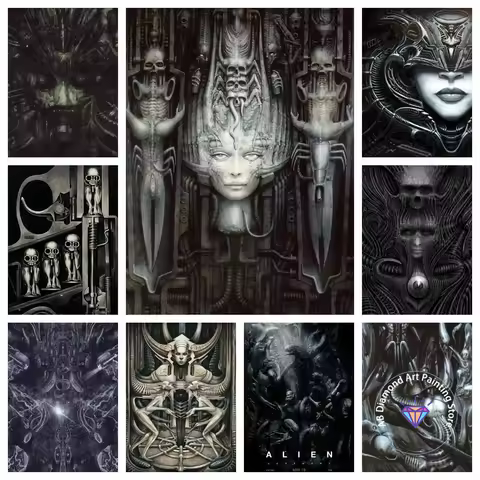 Alien Horror Hr Giger Li Ii Abstract AB Diamond Painting Kit 5D DIY Diamond Embroidery Cross Stitch 