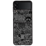 Casing Case Samsung Galaxy Z Flip 3, Z Flip 4 doodle grey cool X0030