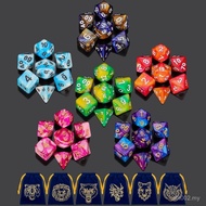 DND Dice Set - QMay 42pcs Polyhedral Dice, 6 Complete Double-Colors D&D Dice Sets with 6 Blue Drawst