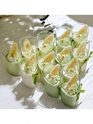10入組80毫升斜角塑料杯,適用於前菜、提拉米蘇、布丁、芝士蛋糕和慕斯,附有匙羹,可重複使用,適用於生日派對、婚禮、節日的甜點裝飾