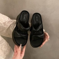 G16 Fashion Sandals Comfortable To Wear Pu Leather Shoes For Going Out 9 Cm High Heel (For Chubby Fe