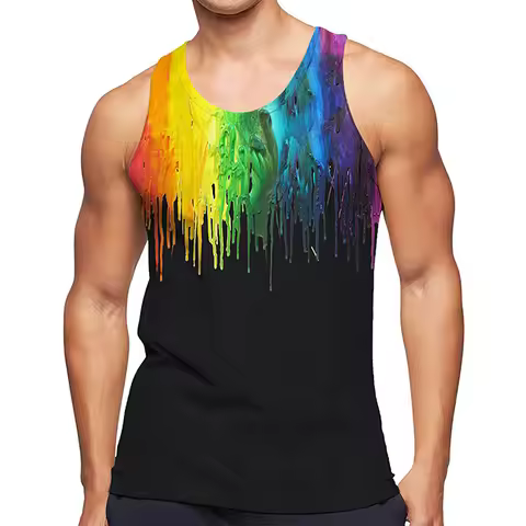 3D Graffiti Painting Printed Tank Top Gym Clothing Men Cool Streetwear Basketball Vest Quick Drying 