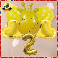 6pcs Giraffe Balloon with Number Gold Foil Balloon Set Kid Birthday Party Photo Backdrop Decoration