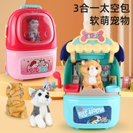 Trolley Case Play House Toys Makeup Tools Kitchen Medical Tools Plush Cat Puppy Children's Toys