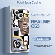 "Jual Case Hp REALME C53 Clear Case Motif AESTHETIC STIKER Casing