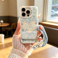 For Casing Realme c53 c55 c5i c15 c35 c21 c63 Note 50 Q5 Light Blue Gradient Heart Bowknot Phone Cas