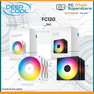 Deepcool FC120 3in1 ARGB PWM Fan Hydro Bearing Triple Pack CPU Cooler PC Fan (Black | White)