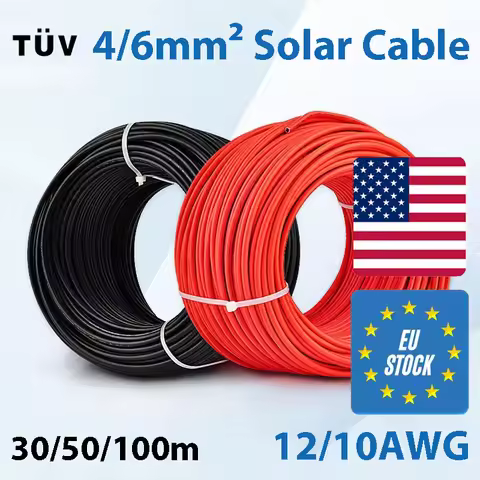 Solar Power Cable 4/6mm2 12/10AWG Wire Photovoltaic TÜV TUV Cable For PV Panels Connection Red Black