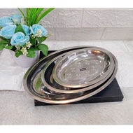 STAINLESS OVAL PLATE 21CM 25CM 30CM