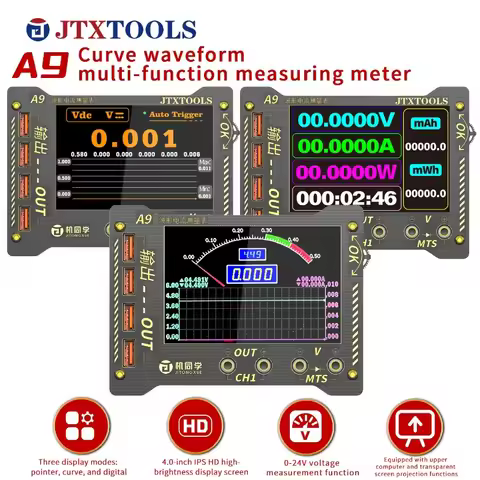 JTXTOOLS A9 Waveform Measurement Meter High-Precision Voltage Current Sampling Screen Recording Comp