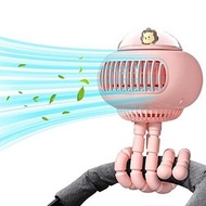 Others - 嬰兒車風扇 無葉電風扇 兒童風扇 便攜式小風扇 USB迷你手持風扇（粉色，具搖頭功能，3600mAh）