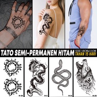 HITAM [Black]Semi Permanent Tattoos Black Temporary Tattoos 18x11CM Lasts 10-15 Days Tattoo Sticker 