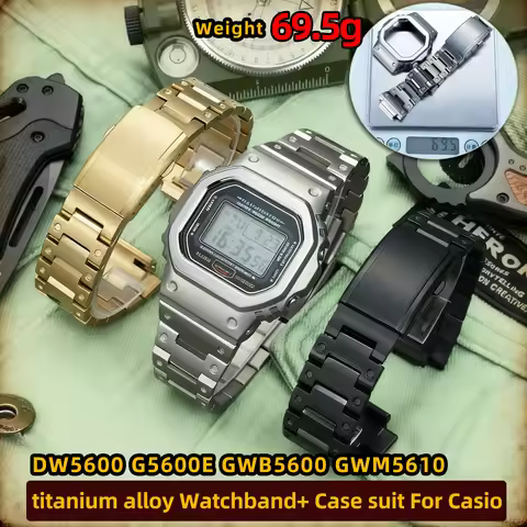 G-Refit DW5600 G5600E GWB5600 GWM5610 Watch Case titanium alloy Watchband suit For Casio 5600 5610 C