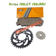 Modenas Kriss 100/ CT100/ Kriss MR1/Kriss100 ( Sprocket & Chain 428 Spoket & Rantai Set 428 ) 1 Set