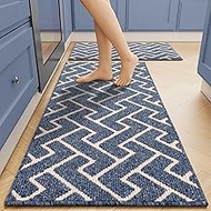 hicorfe Kitchen Rugs and Mats Sets,Non-Slip 2 Pieces Absorbent 100% Polypropylene Rug,Comfort Kitche