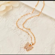 Kalung Wanita model Kupu-Kupu Kalung Dewasa Permata batu kecil Rantai Lapis Emas imitasi bahan Titan