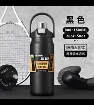 1500ML/2500ML🔥[With Straw] 2500ml Stainless Steel Vacuum Flask Thermos Sport Bottle Office School Us