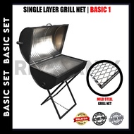 BBQ Grill Outdoor Drum Set Tong Drum 200L BBQ Set Complete With Mild Steel Grill Net Big Size