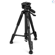 Andoer TTT-663N 57.5inch Travel Lightweight Camera Tripod Stand Phone Tripod for DSLR SLR Camcorder Photography Video Shooting with Carry Bag Phone Clamp Max.Load 3kg