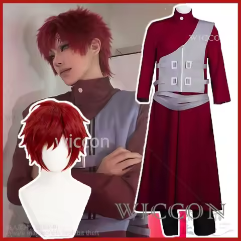 Anime Cosplay Sabaku No Gaara Costume Ninja Hokage Kazekage Clothing Wigs For Adult Coat Vest Pants 