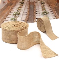 5m Jute Hessian Burlap Ribbon Roll Burlap Table Runners Wedding Party Chair Bands Vintage Home Decor