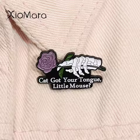 Cat Got Your Tongue Little Mouse Enamel Pin Dark Romance Haunting Adeline Smut Reader Book Lover Bro
