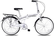 Fashionable Simplicity 24 Inch Folding Bike Single Speed Lightweight Aluminum Frame Foldable Compact Bicycle with Comfort Saddle Rack and Fenders for Adults White