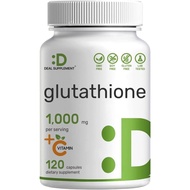 Glutathione Supplement 1,000mg Per Serving, 98% | Plus Vitamin C 500mg, Active Reduced Form (GSH) | 