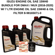 ISUZU ENGINE OIL SAE 15W40 BUNDLE FOR DMAX / MUX (2016-2020) W/ 7 LTR ENGINE OIL SAE 15W40 & OIL FIL