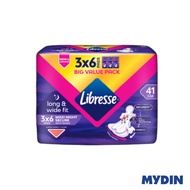 Libresse Long & Wide Fit Back Night Wings 41cm (6's x 3 packs)