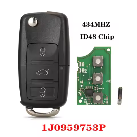 jingyuqin 3 BUTTON KEY 434MHz ID48 Chip For SKODA Octavia/Superb/Fabia For VW Beetle Golf Jetta Pass