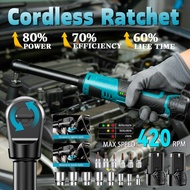 40Ft-lbs 54N.m Seesii Cordless 3/8" Long Neck Ratchet Wrench w/2 Batteries&1 Charger Screw Nut Remov