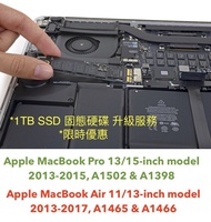 Apple MacBook Pro Air 11 13 15 1TB SSD 固態硬碟 升級服務 *蘋果 MacBook Pro / Air 筆記本 **限時優惠  *1TB NVMe SSD upgrade service for Apple MacBook Pro / Air **Limited Time Offer A1398 A1502 A1465 A1466