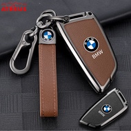 BMW Key Shell Car Key Case Zinc Alloy Leather Key Cover Full Wrap Smart Key Case Anti-fall Protector For BMW G20 F30 E60 E46 E90 F10 G30 E36 E30 X1 F48 X3 G01 X5 G05 IX3 IX I4 1 3 5 Series Accessories