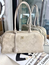 99新爆款Chanel 26S 保齡球包 米灰麂皮 大號