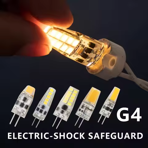 12pcs LED G4 Bulb Silica Gel 1.5W 2W 3W AC DC 12V 24V Dimmable COB Warm White Light Stroboscopic Rep