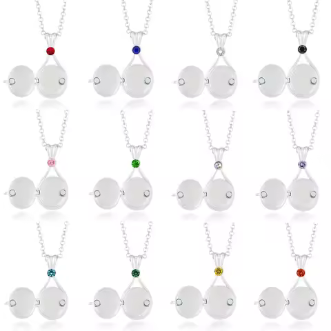 2025 New H2o Shell Necklace Just Add Water Series Inlay 12 Colors Crystal Open Cover Pendant Locket 