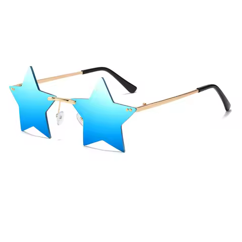 New Rimless Sunglasses with Five-pointed Star Shape and Colorful Ocean Sunglasses Sunglasses women's