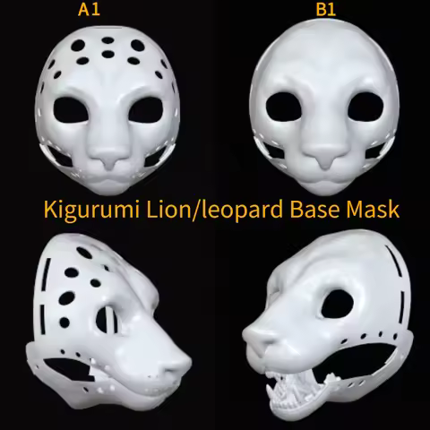 Kigurumi Base Mask Half Realistic Style Fursuit Lion/leopard Headbase Movable Jaw Furry Cosplay Cost