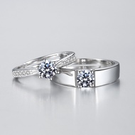 Petchara jewelry แหวนคู่เพชรโมอีส 1 กะรัต เงินแท้ S925 D-VVS1 : I9001