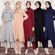 PROMO!!! SETELAN LONG TUNIK ABRINA/SETELAN LONG TUNIK CRINKLE/ONE SET WANITA CRINKLE