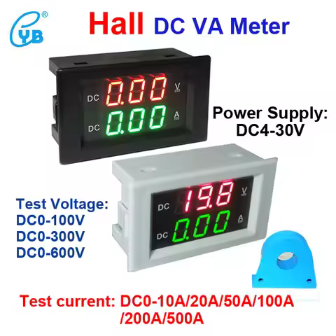 YB4835HVA Digital Voltmeter Ammeter DC0-100V 300V 600V Panel Amp Volt Hall Voltage Current Meter DC 