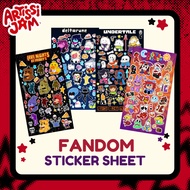 [ARTISSIJAM] Fandom Deco | Glitter Stickers Sheet | FNAF, Undertale, Deltarune, TADC