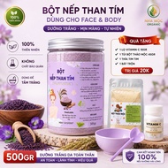 [vitamC bowl-spoon-gift..] Purple Charcoal Sticky Rice 500gr Face & Body – Brightens Skin, Smoothes 