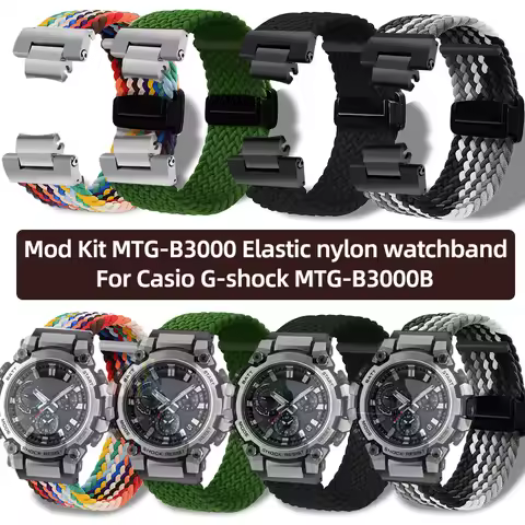 Mod Kit MTG-B3000 Elastic nylon strap For Casio G-shock MTG-B3000B modified quick detachable Magneti