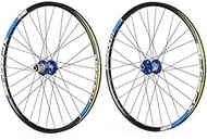 Mountain Bike Wheelset, 26 Double Wall Quick Release MTB Rim Sealed Bearings Disc Brake 8 9 10 Speed,Yellow-27.5inch