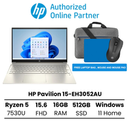 HP 15-eh3052AU Ryzen 5 7530U 16GB 512GB SSD 15.6" Integrated Win11 H&amp;S Gold	with Laptop Bag , Mouse and Mousepad | Laptops | Traditional Laptops |