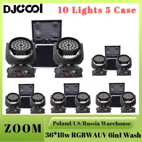 1~10pcs Zoom LED Wash 36x10w RGBW 4in1 Moving Head Wash Light flightcase Lyre Wash Zoom 36x18w RGBWA